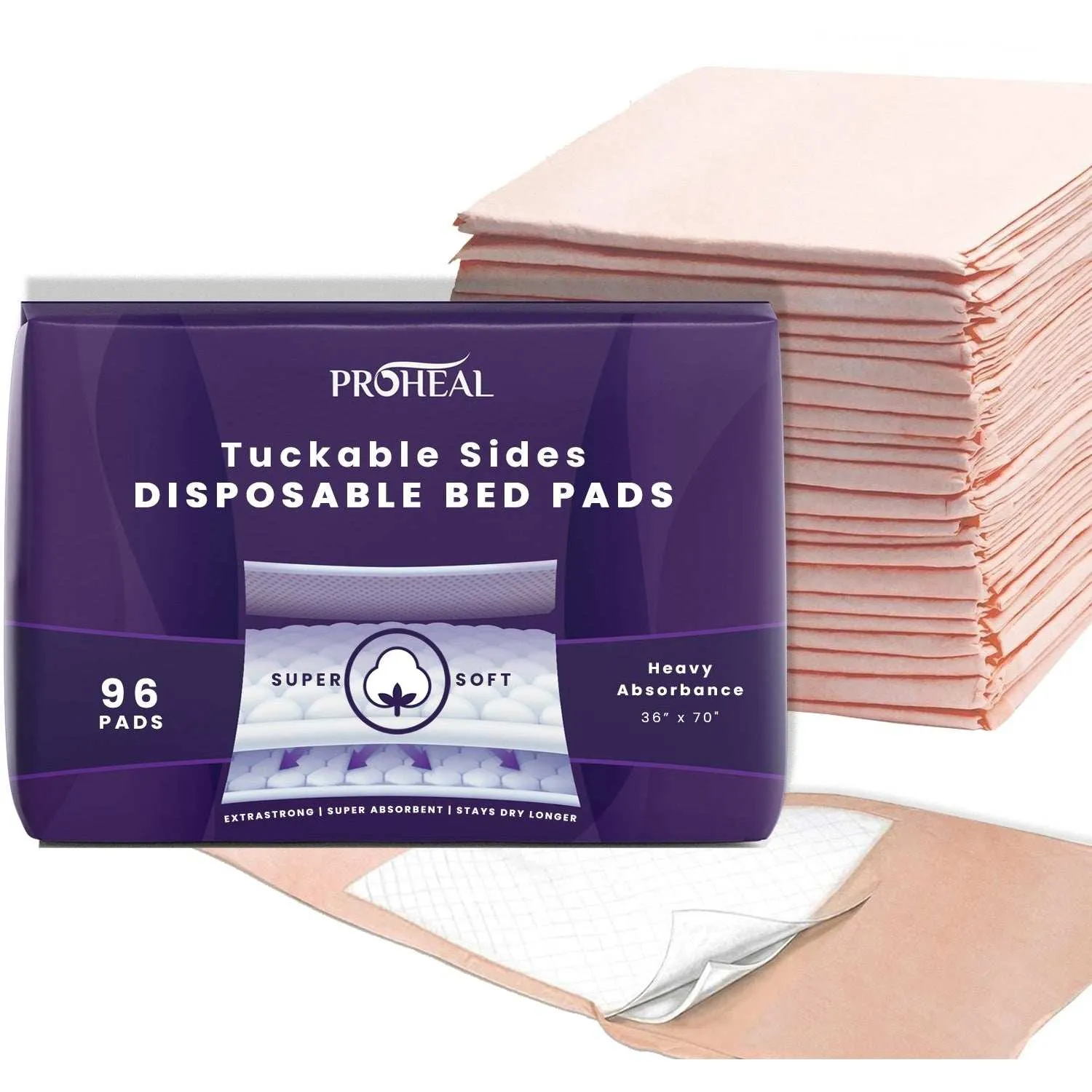 Disposable Bed Pads 36 x 70" Pad with Tuckable Sides