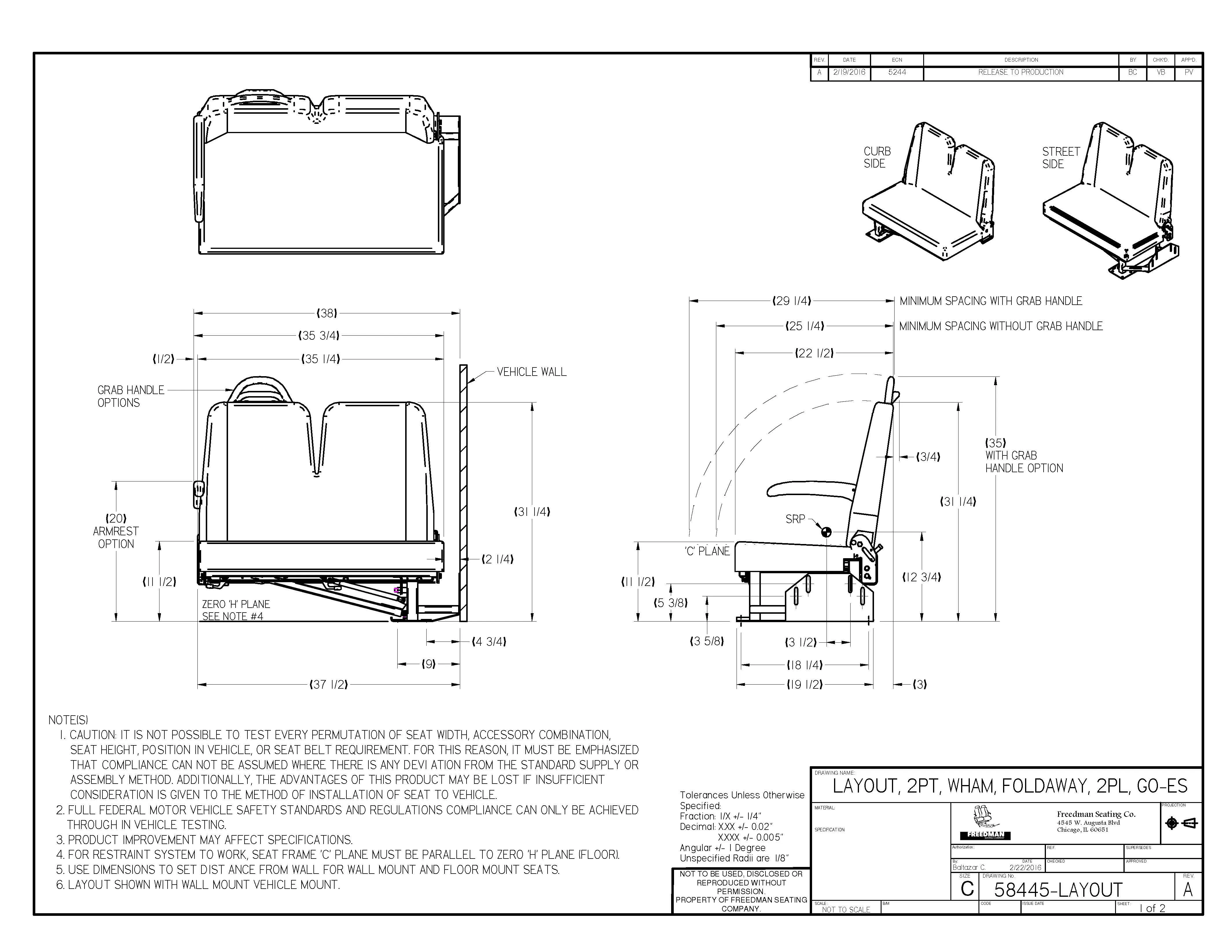 Double Foldaway Bench – Curbside in Grey Vinyl for Wheelwell Mount in Minivan Conversions