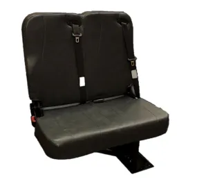 Double Mid Back BV Foldaway Bus Seat in Black Vinyl with 3-Point Belts - Street Side