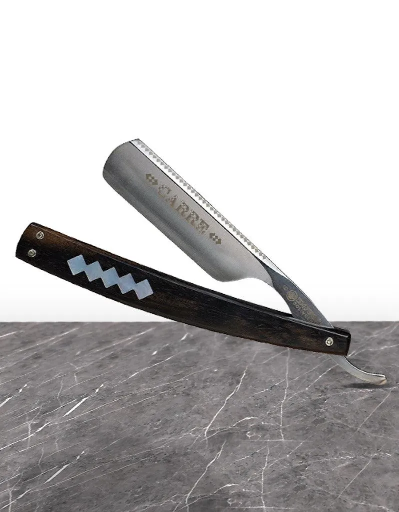 Dovo - "Carre" Straight Razor, Ebony Handle, Round Point, 6/8"