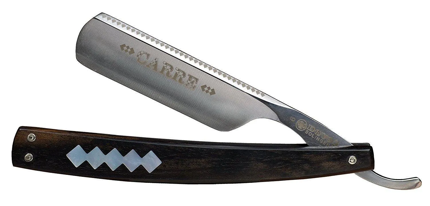 Dovo - "Carre" Straight Razor, Ebony Handle, Round Point, 6/8"