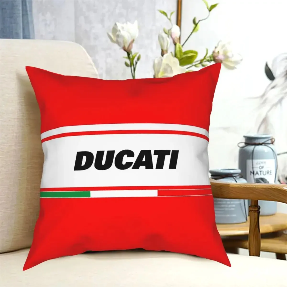 DUCATI-Inspired Italy Square Pillowcase, Cushion Cover, Classic Pillow Cover, Throw Pillow Cover, Home Decor