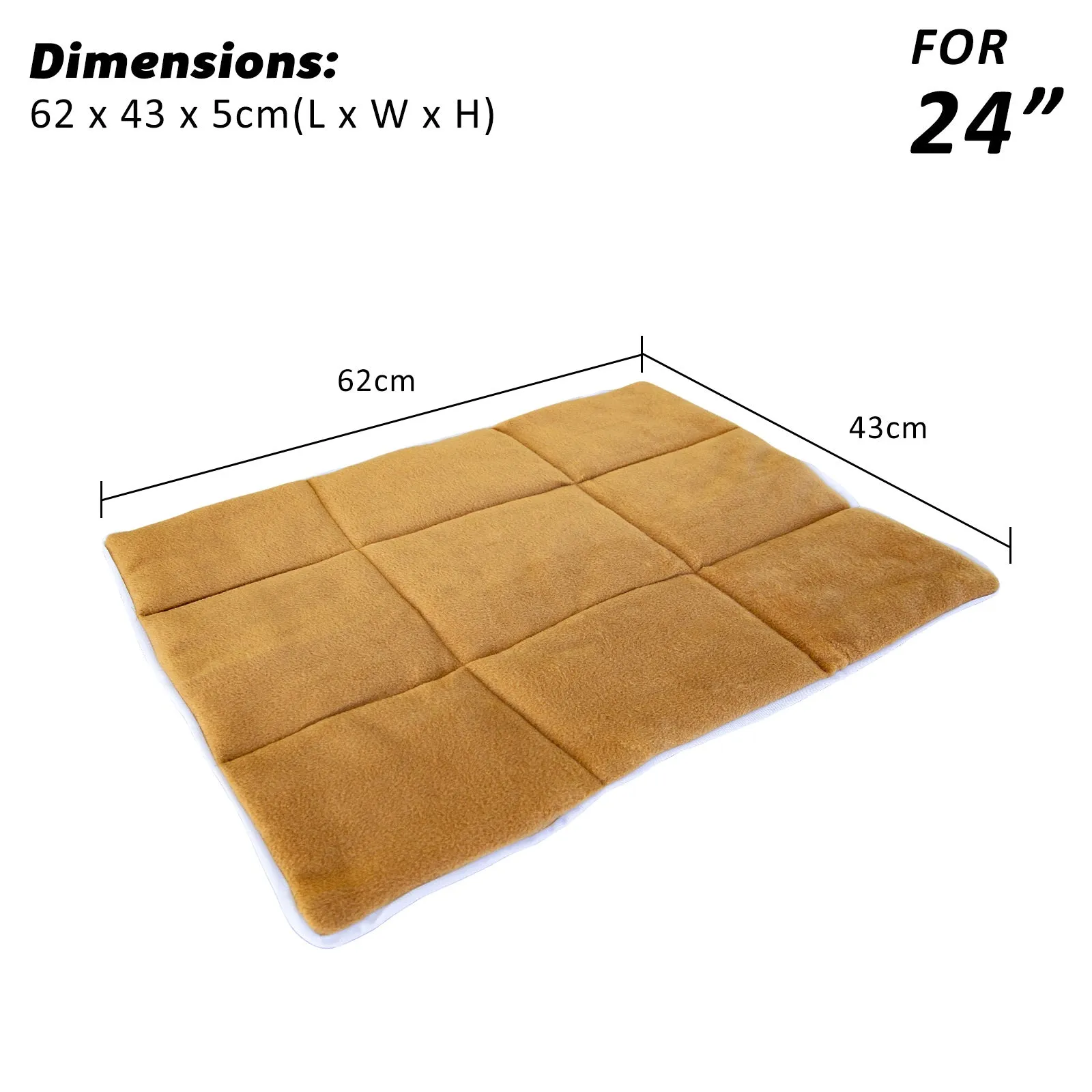 Durable Polar Fleece Pet Cushion Mat for Crates 24in Beige