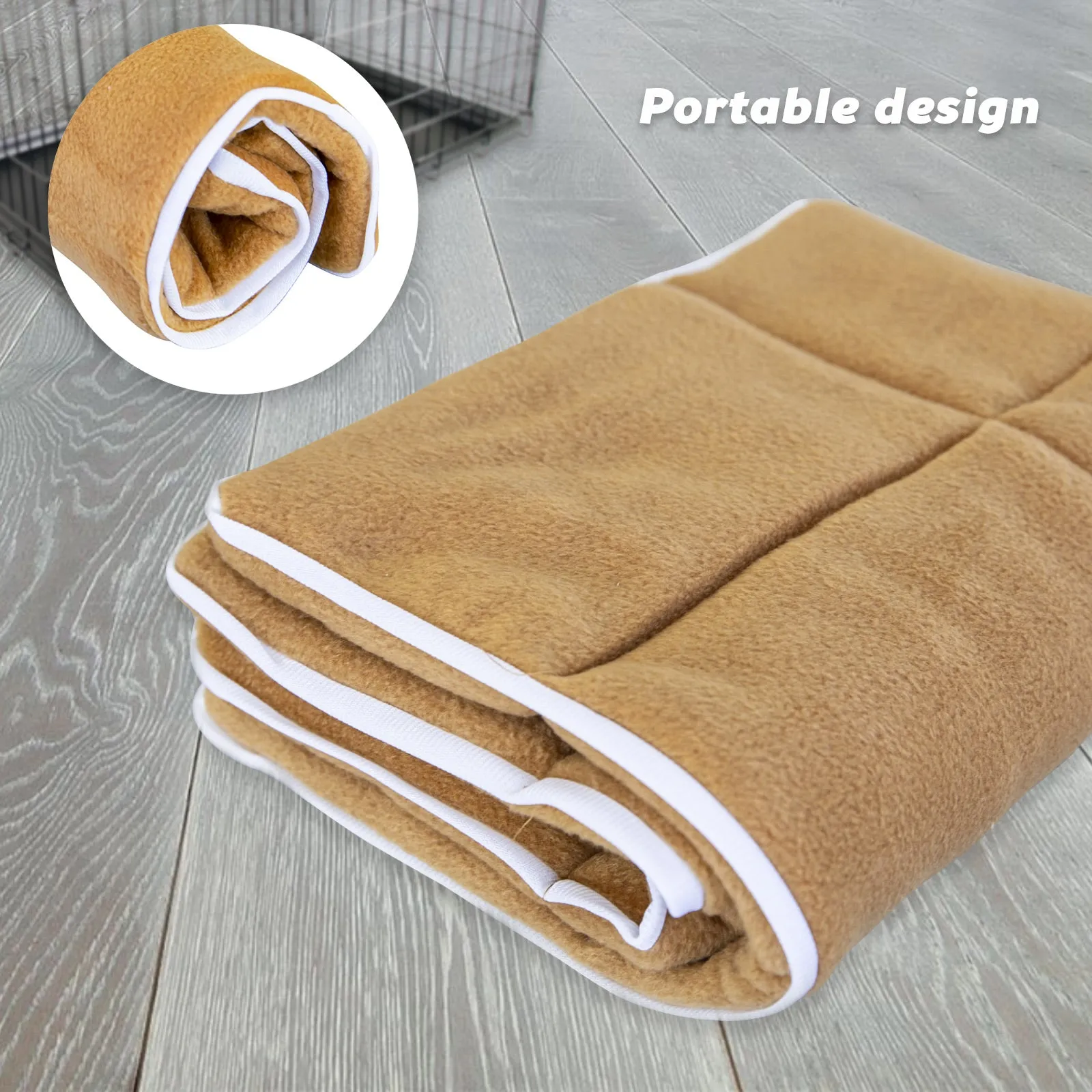 Durable Polar Fleece Pet Cushion Mat for Crates 24in Beige