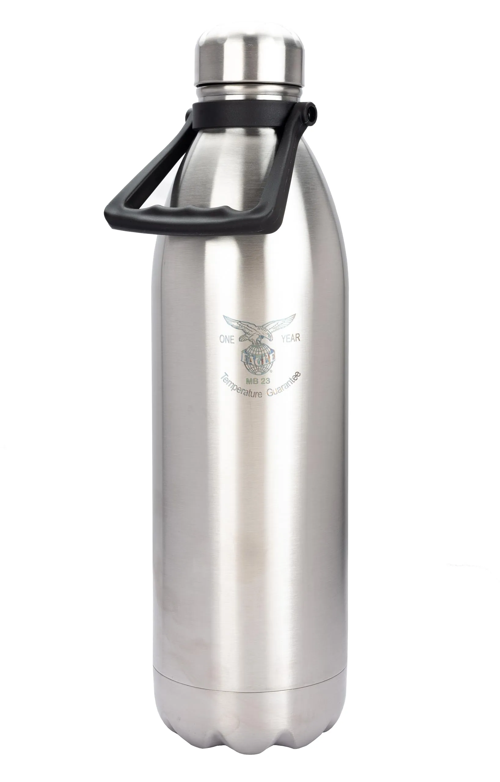 Eagle Primo Silver Stainless Steel Vacuum Insulated Flask with Handle 1900ml| Hot and Cold Water Bottle with Screw lid | Double Walled Silver Bottle for Home, Office, Travel