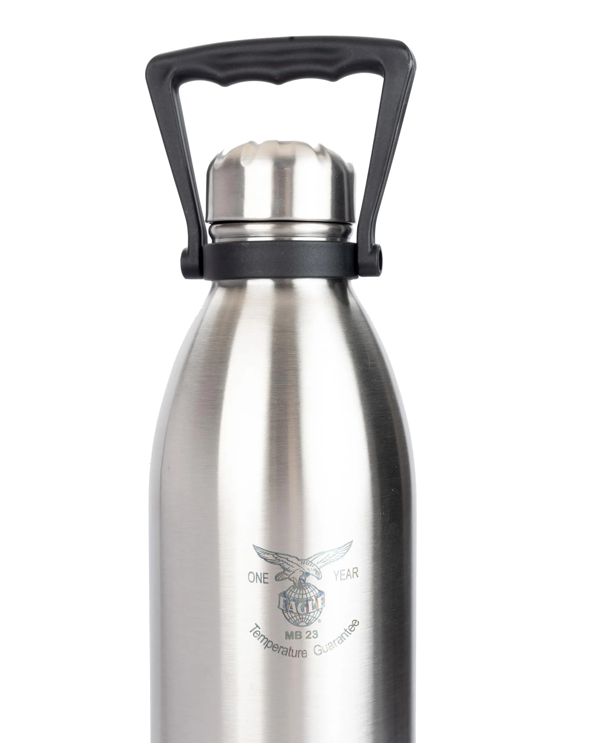 Eagle Primo Silver Stainless Steel Vacuum Insulated Flask with Handle 1900ml| Hot and Cold Water Bottle with Screw lid | Double Walled Silver Bottle for Home, Office, Travel