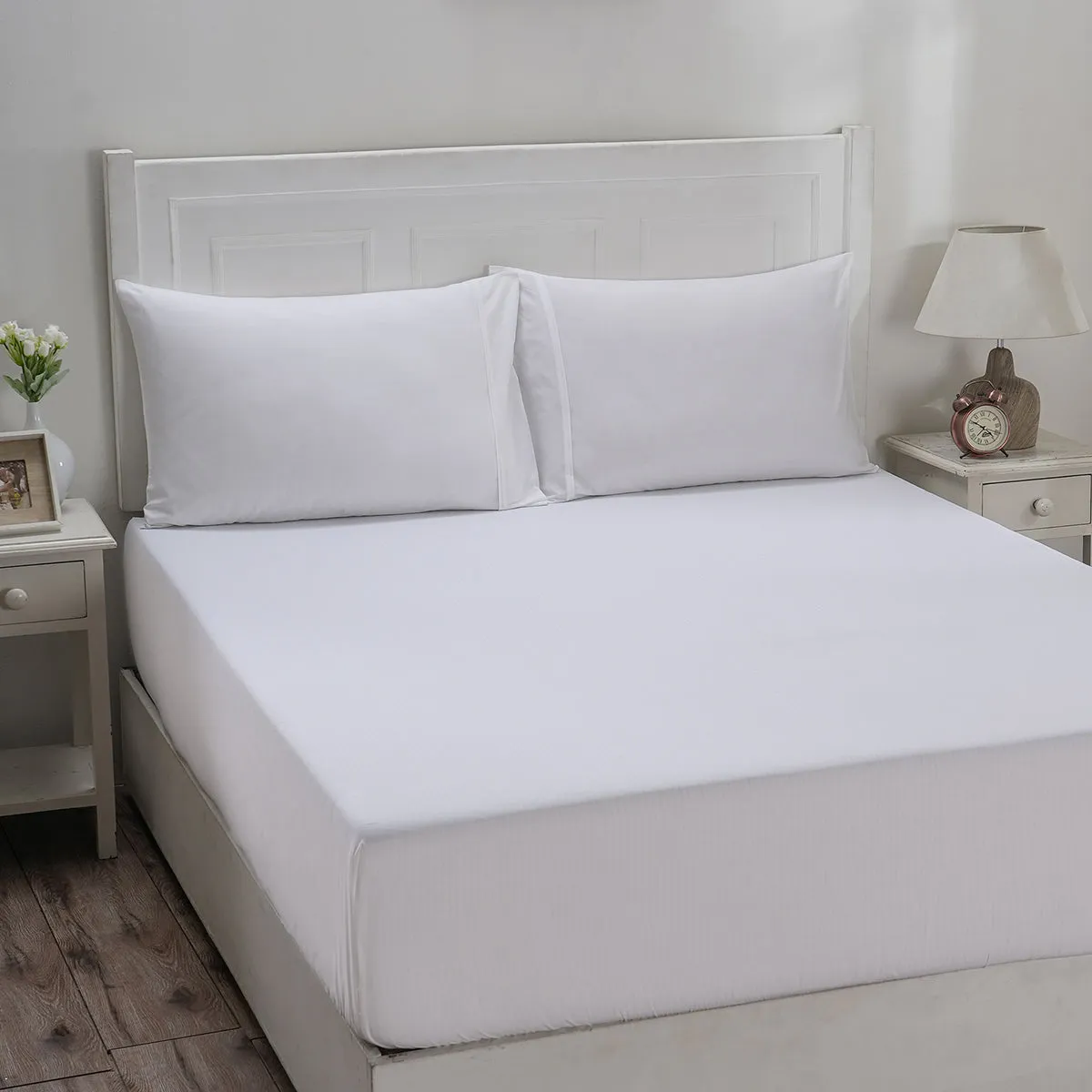 Eden Crisp & Light Weight 100% Cotton Solid White Fitted Sheet