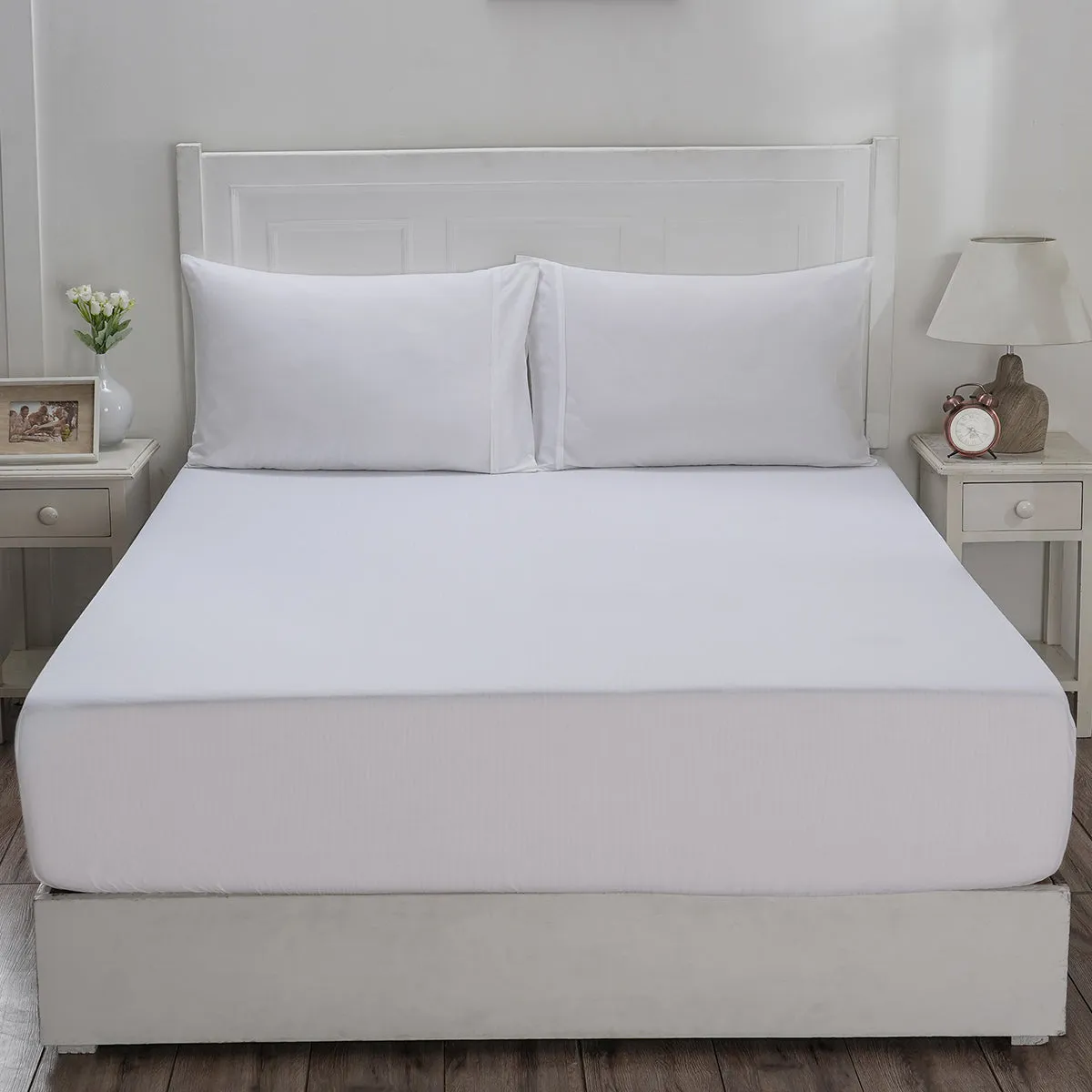 Eden Crisp & Light Weight 100% Cotton Solid White Fitted Sheet