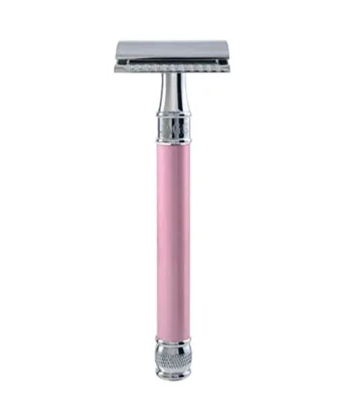 Edwin Jagger Double Edge Safety Razor, Long Handle, Pink