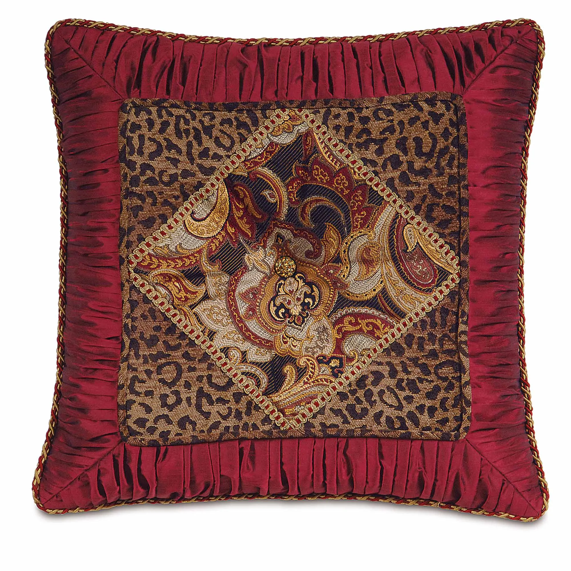 Elizabeth Ruby Collage Tufted Throw Pillow Cover 22x22