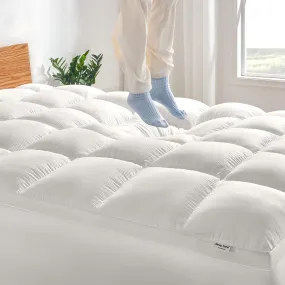 Extra Fluffy Mattress Pad Deep Pockets White