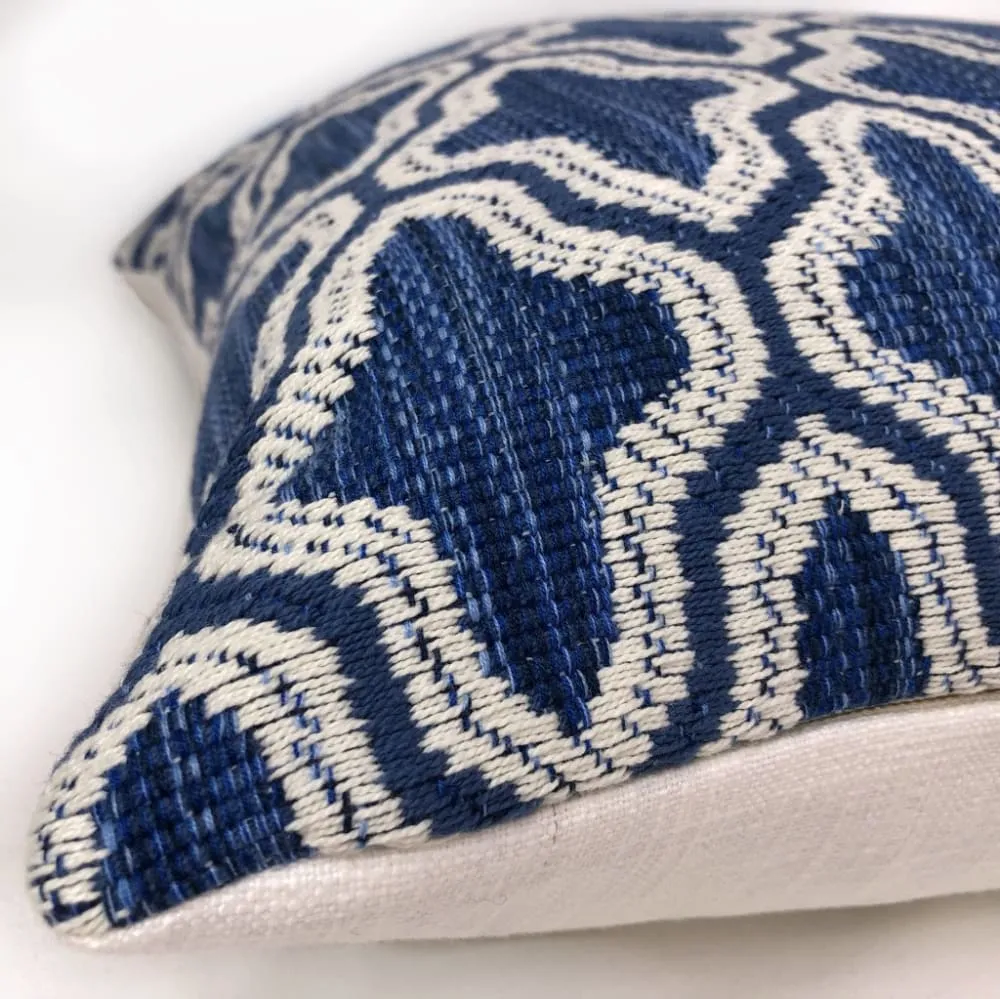 Ezra Blue White Moorish Tile Pillow Cover (Fabric by the Yard available)