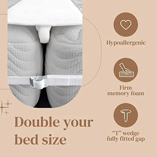 FeelAtHome 10 Inch Wide Bed Bridge Twin to King Converter Kit - Twin Bed Connector King Maker - Bed Gap Filler to Make Twin Beds Into King - Mattress Connector with Strap for Guests Stayovers