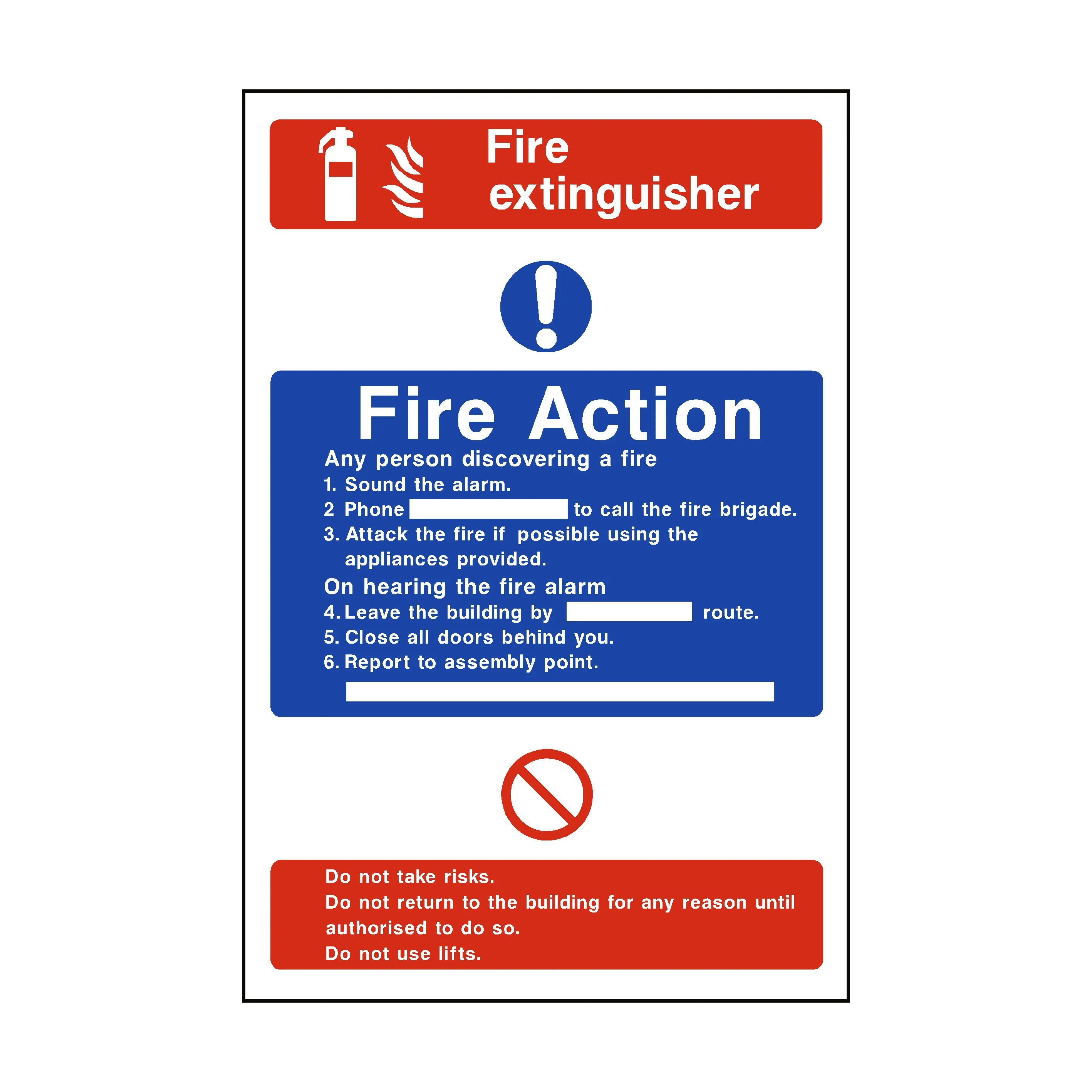 Fire Action Fire Extinguisher Sign