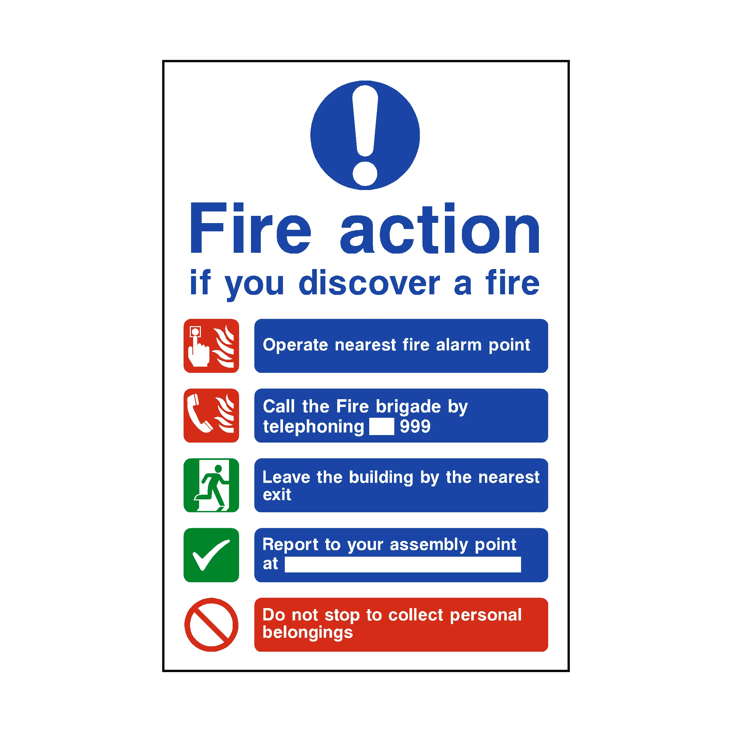 Fire Action Non-Lift Telephone Sign