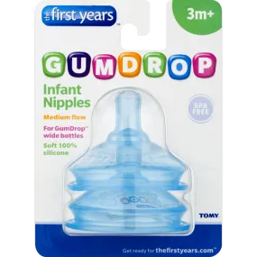 FIRST YEARS  Nipples Gumdrop 2pk Wide Neck: Extend the life of your GumDrop Wide Neck Bottles with these Replacement Nipples - Y4970