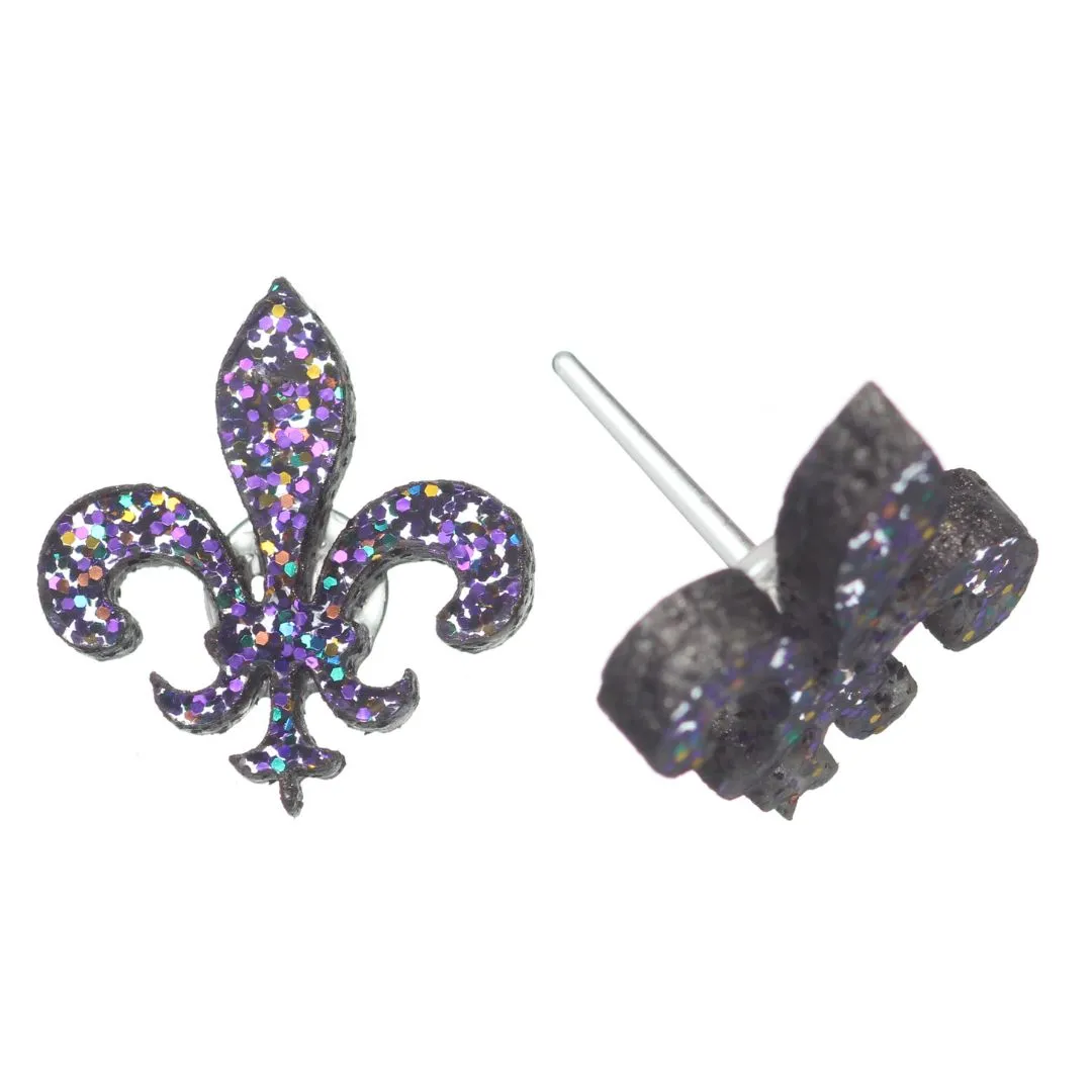 Fleur-de-lis Studs Hypoallergenic Earrings for Sensitive Ears Made with Plastic Posts