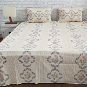 Flower Print Bed Sheet - Block Print