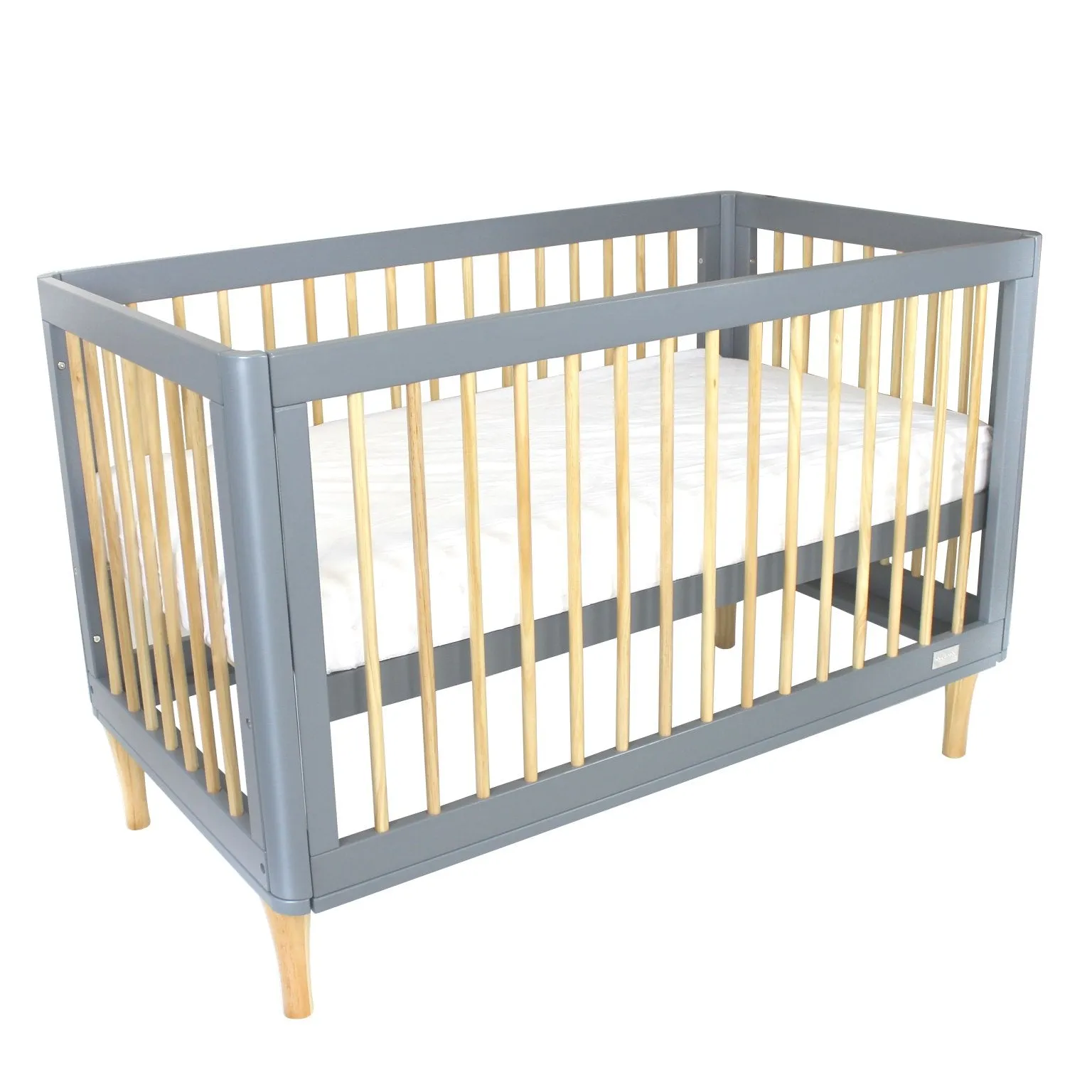 [FOC Assembly] (1 yr warranty) Babyhood Riya Cot 5-in-1 Beech/Grey   Bamboo Innerspring - (Bundle Pack)