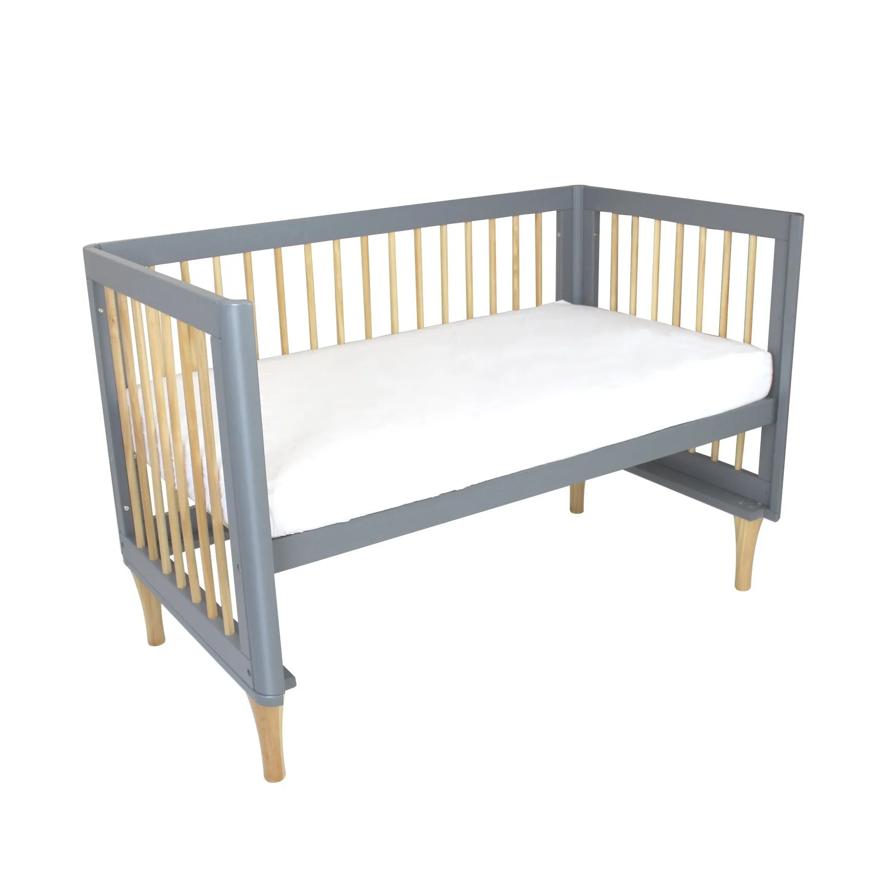 [FOC Assembly] (1 yr warranty) Babyhood Riya Cot 5-in-1 Beech/Grey   Bamboo Innerspring - (Bundle Pack)