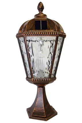 Gama Sonic Royal Pier Mount Solar Lamp with GS-Solar LED Light Bulb - Brushed Bronze