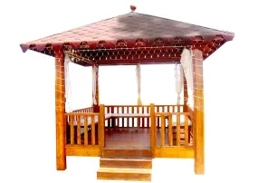 GAZEBO IM TQ WOODEN GAZEBO WITH SEAT,CUSHION AND CURTAIN QZG8179