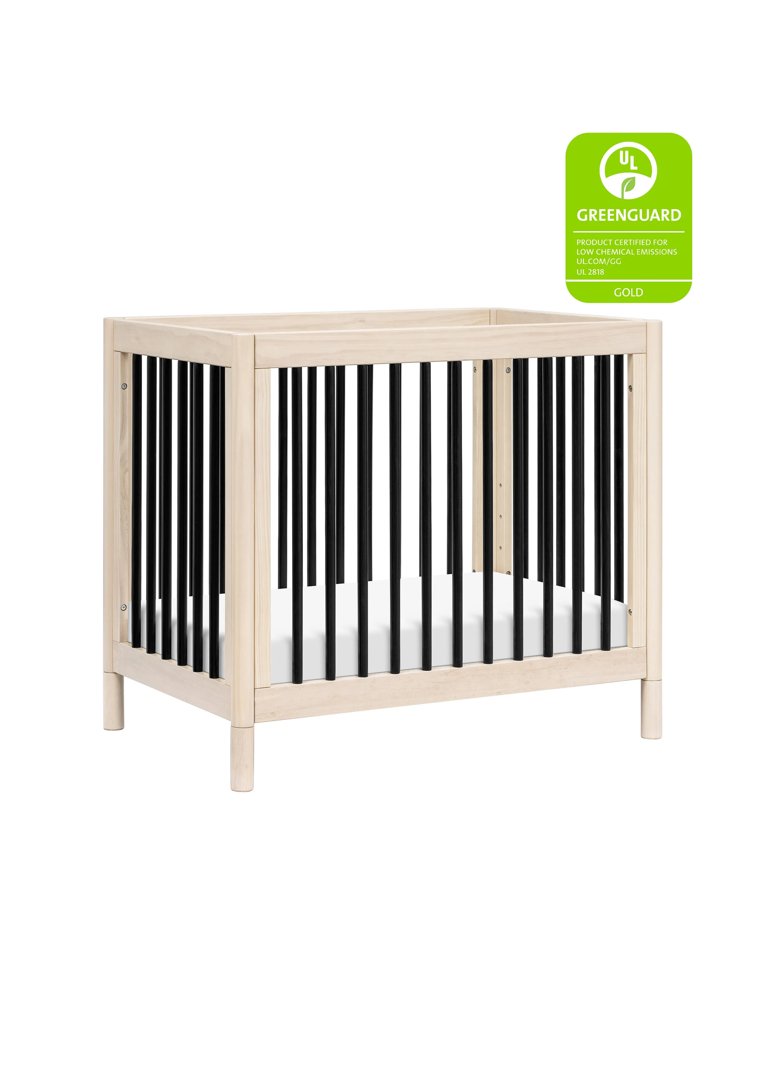 GELATO 4-IN-1 CONVERTIBLE MINI CRIB - WASHED NATURAL/BLACK