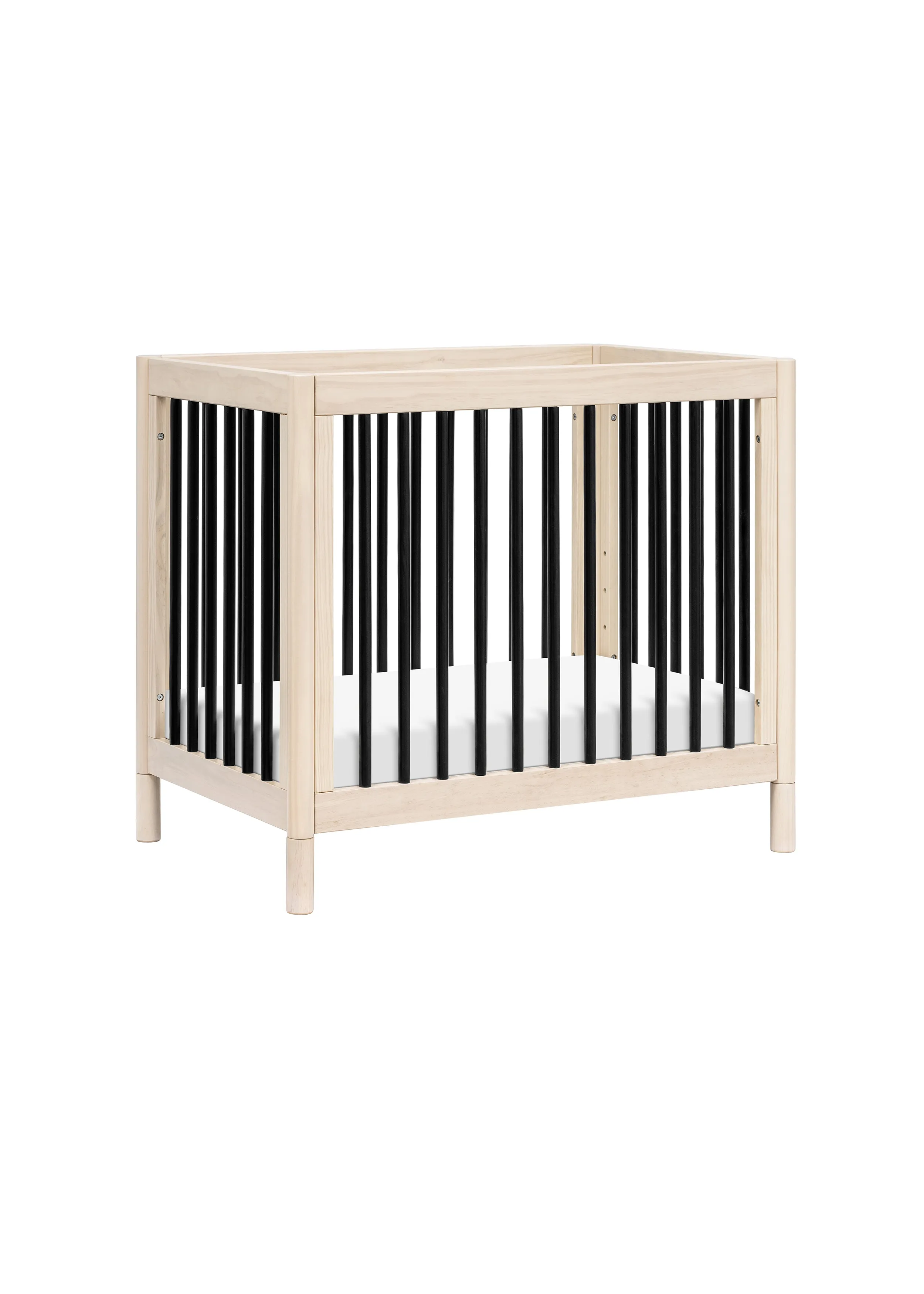 GELATO 4-IN-1 CONVERTIBLE MINI CRIB - WASHED NATURAL/BLACK