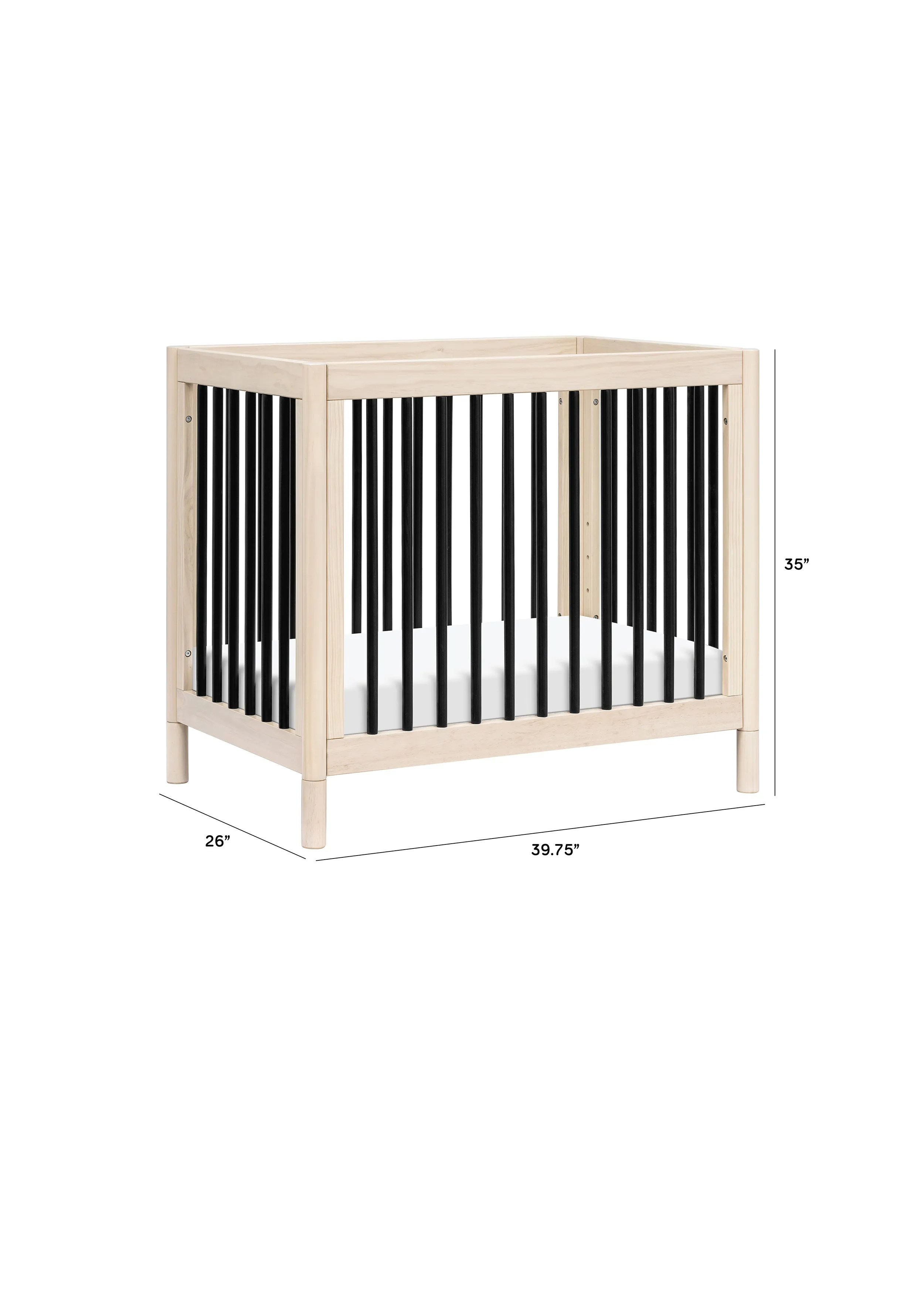 GELATO 4-IN-1 CONVERTIBLE MINI CRIB - WASHED NATURAL/BLACK