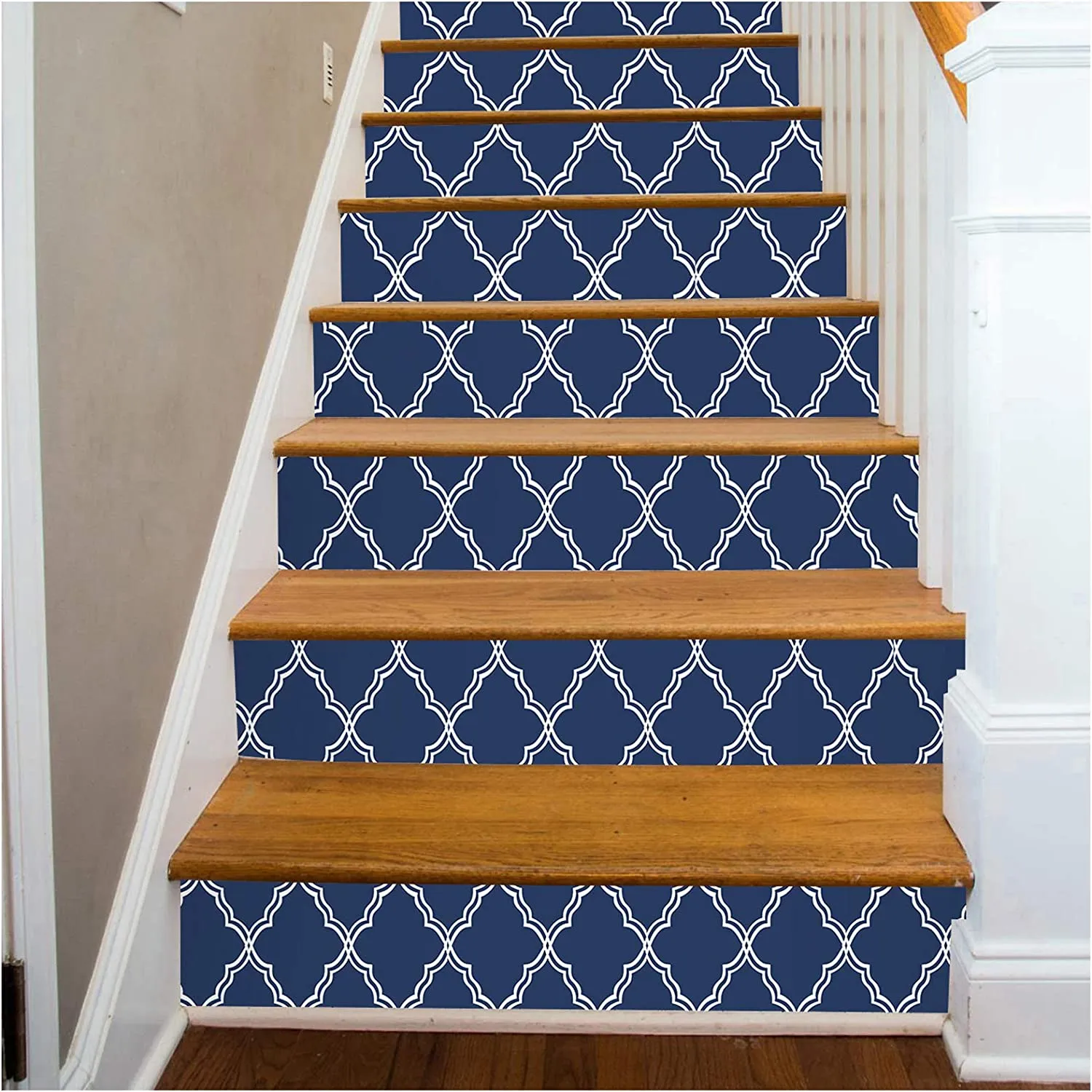 Geometric  Wallpaper Trellis Navy/White 17.7in x 9.8ft