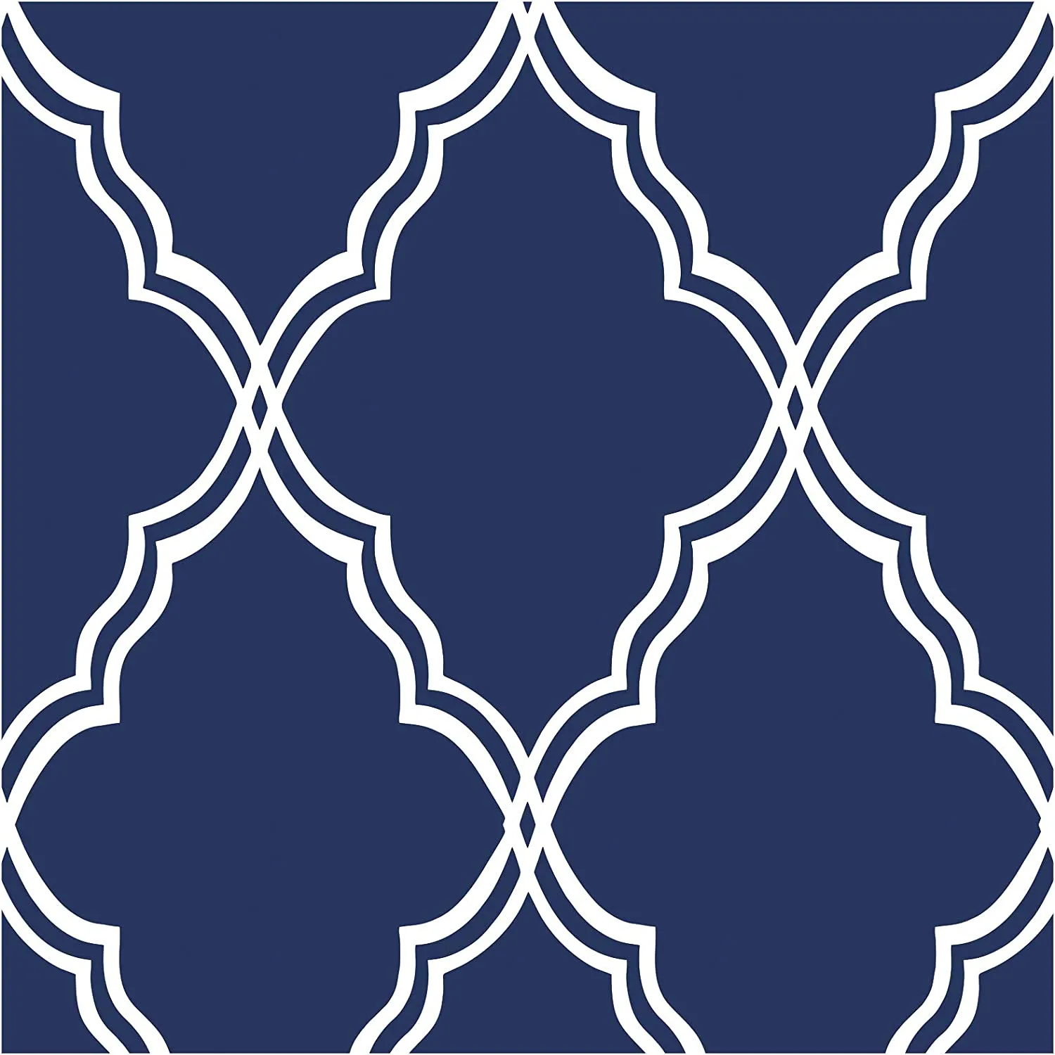 Geometric  Wallpaper Trellis Navy/White 17.7in x 9.8ft