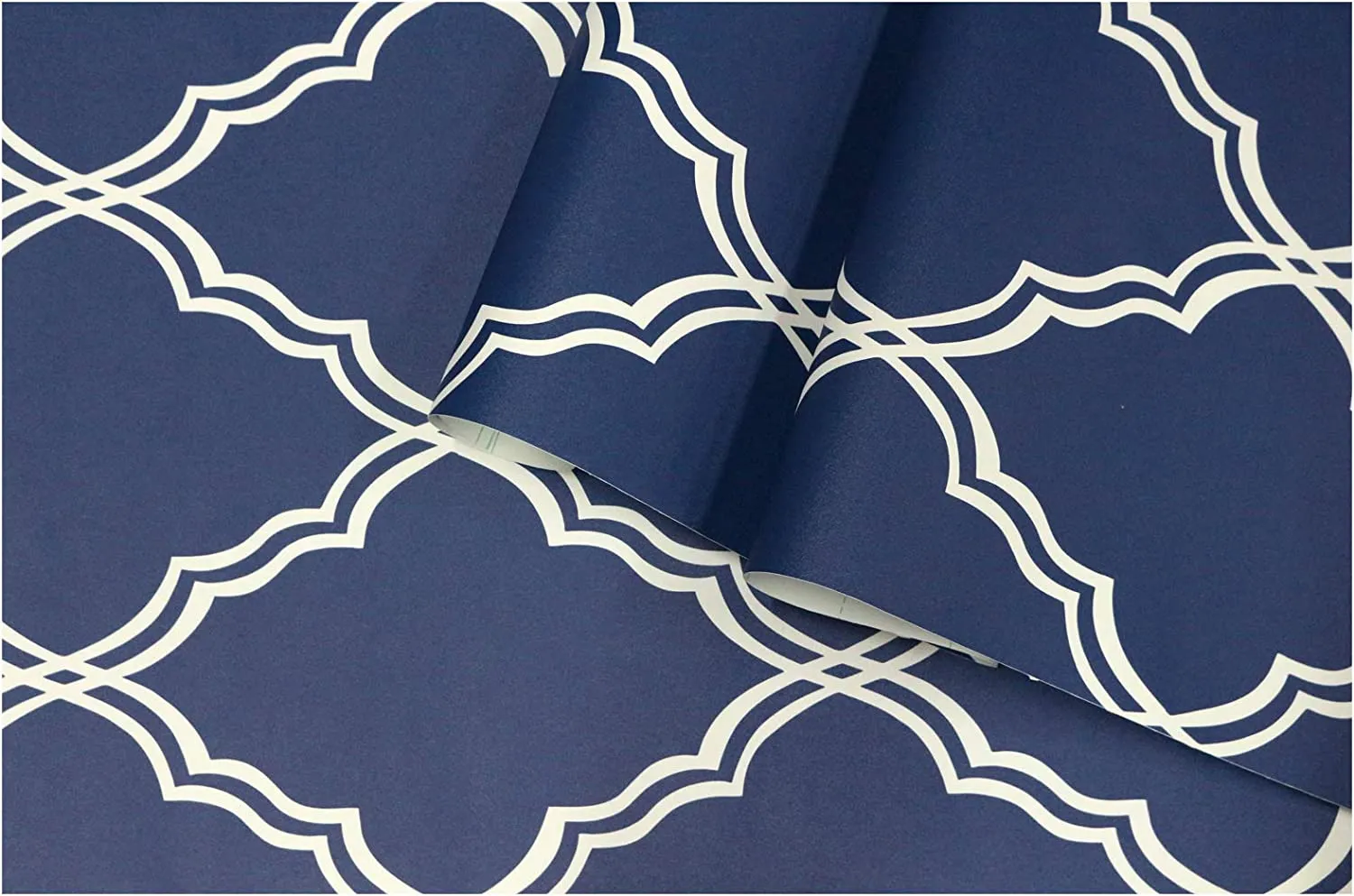 Geometric  Wallpaper Trellis Navy/White 17.7in x 9.8ft