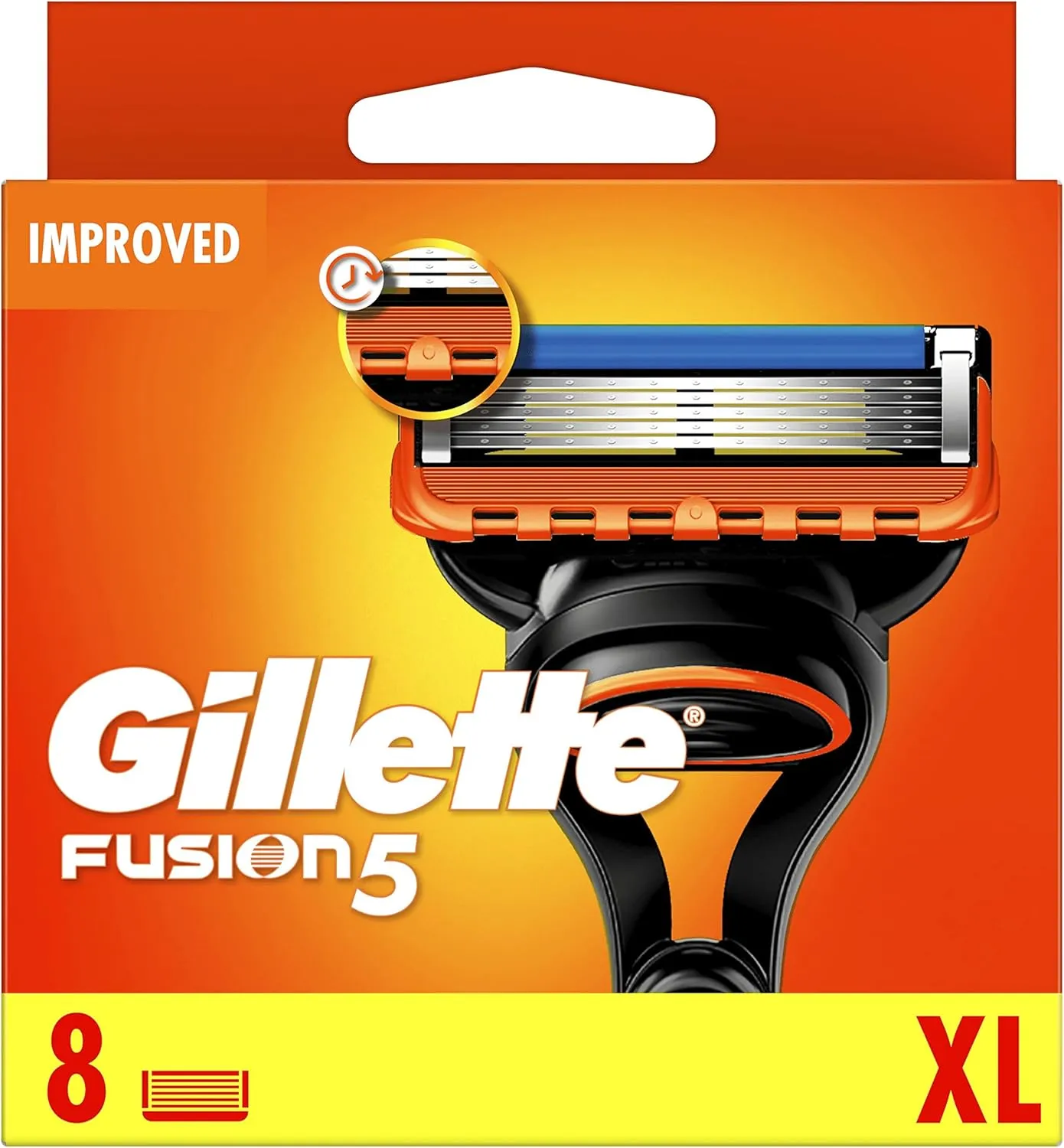 Gillette Fusion5 Razor Blades for Men - Pack of 8 Refills with Precision Trimmer & Anti-Friction Blades