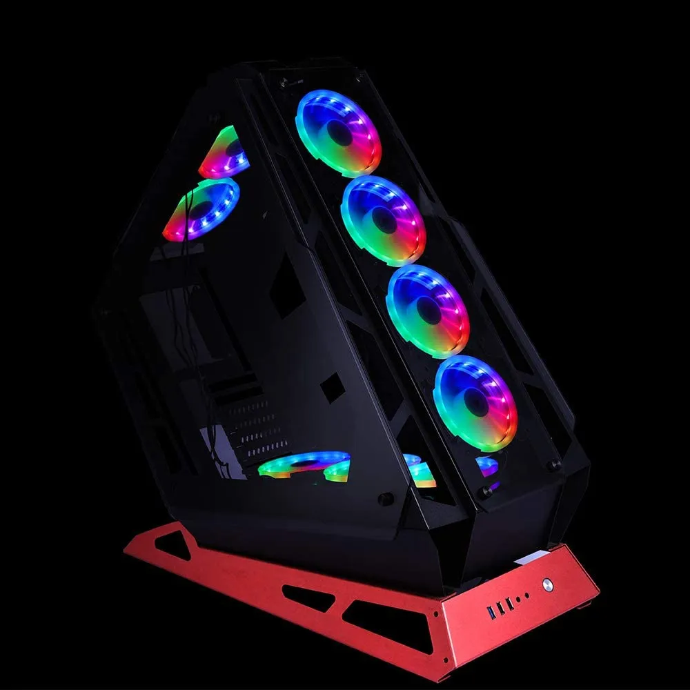 GIM RGB 120 mm Fan Case Fan Pack of 3 PC Quiet Lighting Modes Music Rhythm 5v ARGB with Remote Control Speed Adjustable SATA Connection