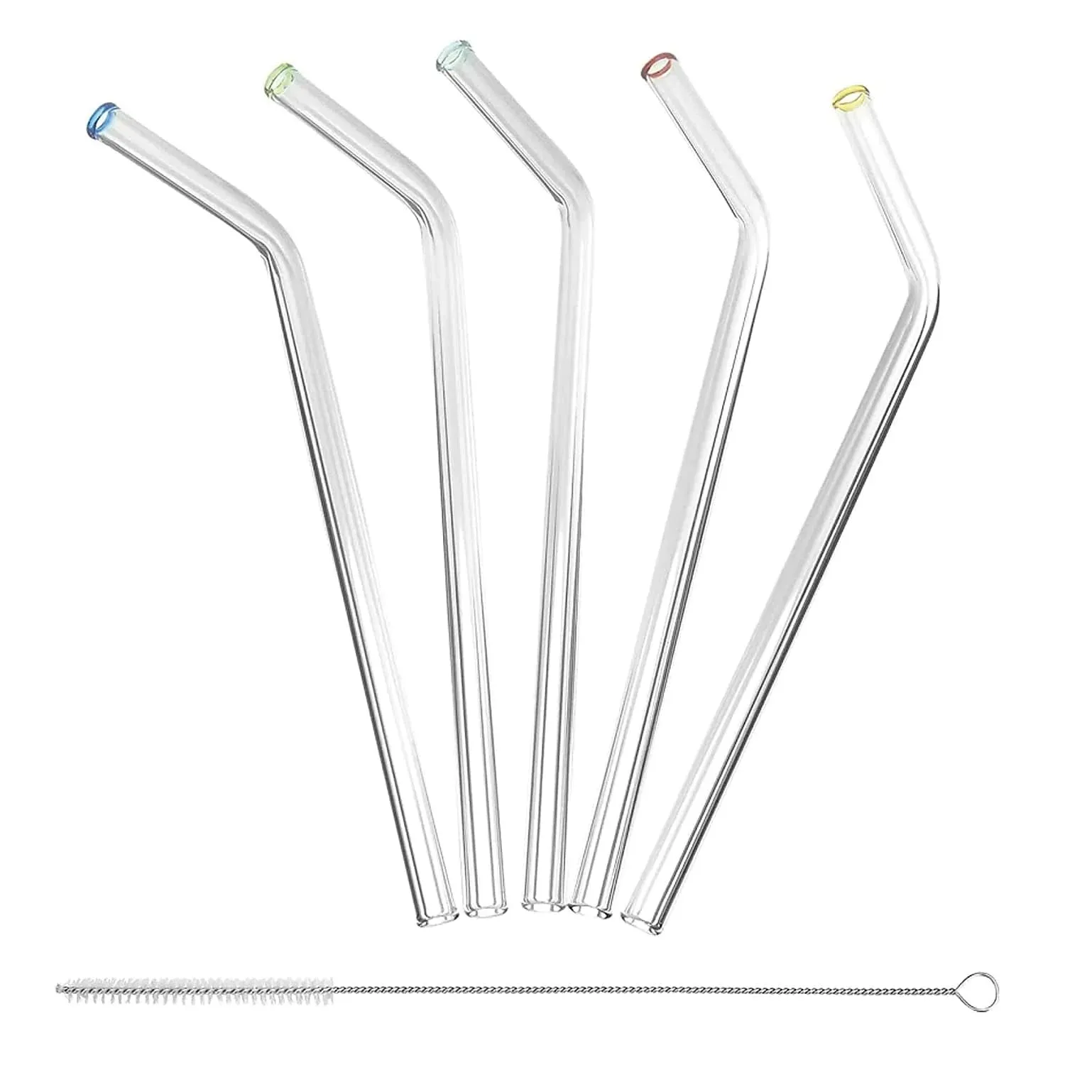 Glass Straws w/ Cleaning Brush, Set- 5