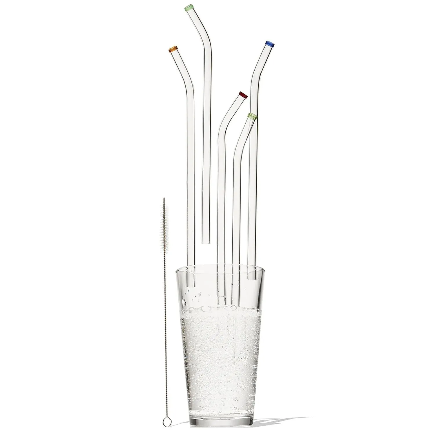 Glass Straws w/ Cleaning Brush, Set- 5