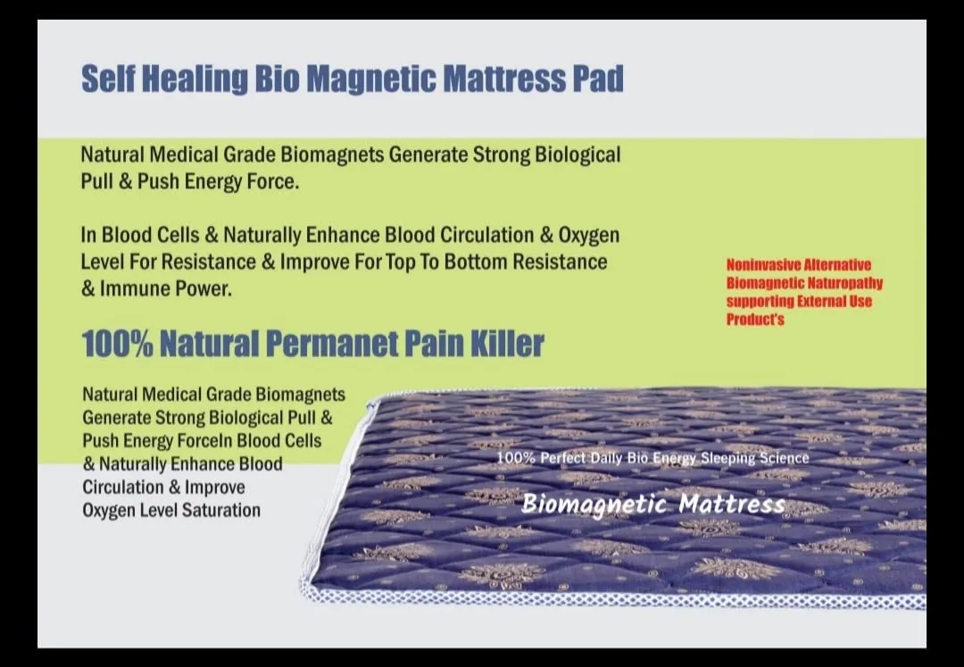 GLSKDM Bio Magnetic Mattress Topper | 240 GSM Knitted Jacquard Fabric Mattress Pad (6 x 3 feet)