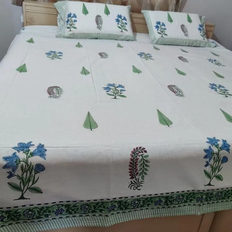 GREEN PINE FLORA BED SHEET