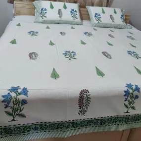 GREEN PINE FLORA BED SHEET