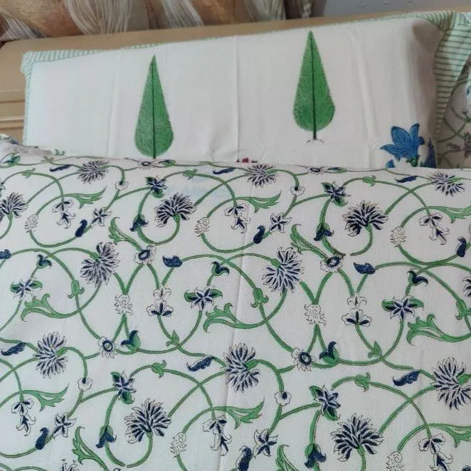 GREEN PINE FLORA BED SHEET