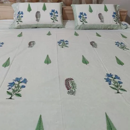 GREEN PINE FLORA BED SHEET