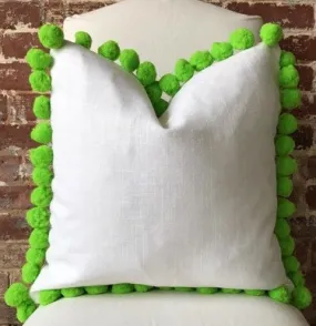 Green Pom Pom Pillow