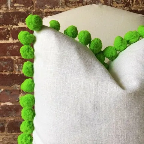 Green Pom Pom Pillow