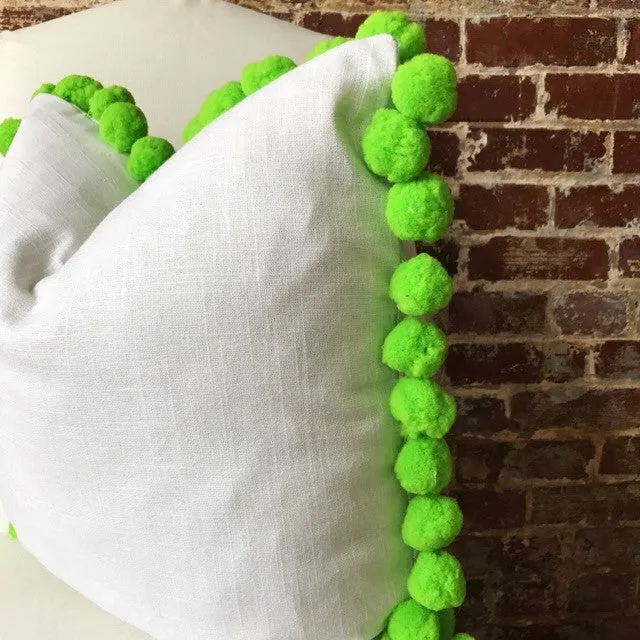 Green Pom Pom Pillow