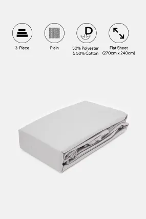 Grey Solid Flat Sheet Set (Double Size)