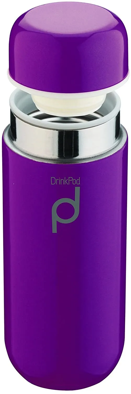 Grunwerg 200ml Drinkpod Stainless Steel Vacuum Flask Berry Purple