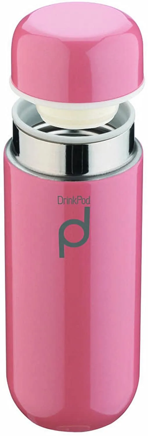 Grunwerg 200ml Drinkpod Stainless Steel Vacuum Flask Pink