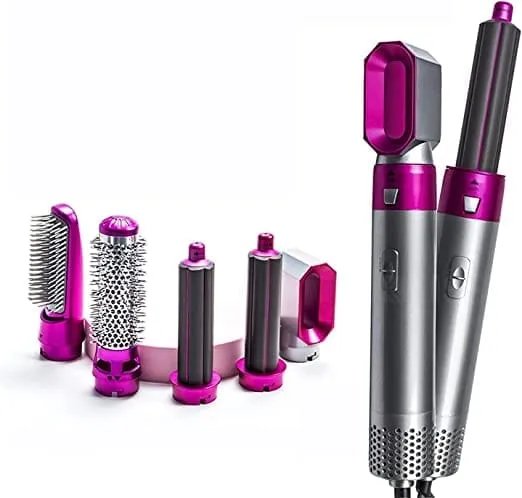 Hair Dryer Brush 5 In 1 Electric Blow Dryer Comb Hair Curling Wand Detachable Brush Kit Negative Ion Straightener Hair Curler