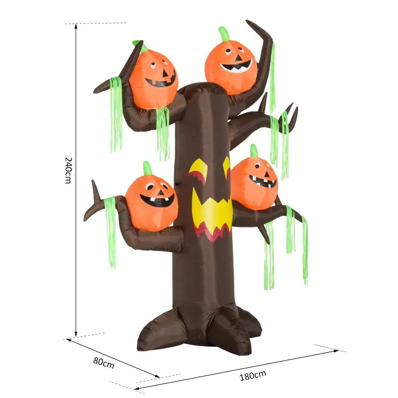 Halloween Inflatable Pumpkin Ghost Tree with Lights 2.4m