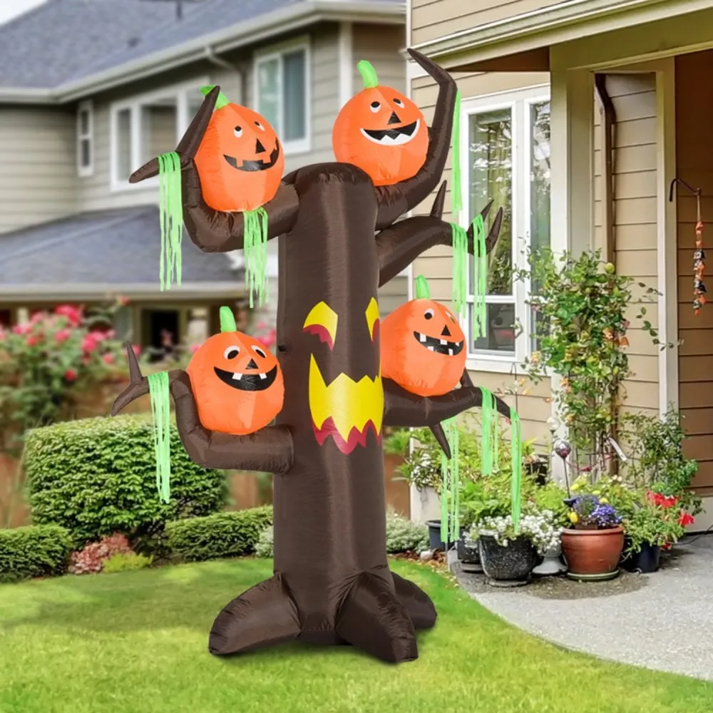 Halloween Inflatable Pumpkin Ghost Tree with Lights 2.4m